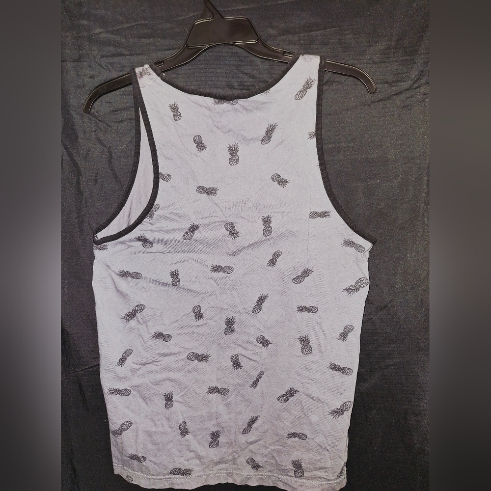 Mens Gray Tank Top with Pineapple Print